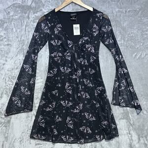 NWT Hot Topic Bell Sleeve Babydoll Dress Womens XS black Whimsygoth Fairy grunge